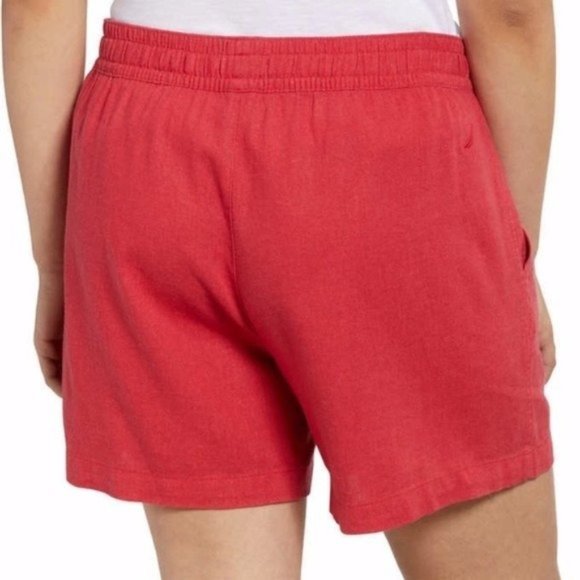 NAUTICA Ladies' Linen Blend Pull On Shorts - Rose Coral (Red) - NWT - Picture 5 of 6